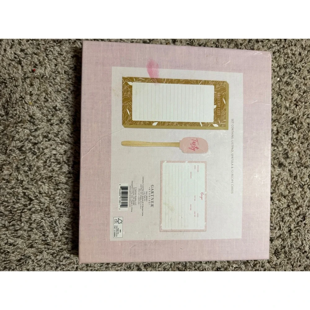 Gartner Studios Pink Spatula Grocery List Pad and 12 Recipe Cards Gift Set New